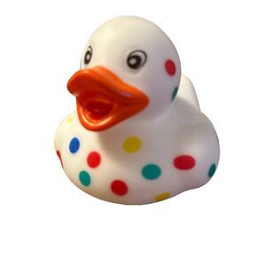 Hobby Lobby Mini White Rubber Duck Rainbow Dots Classic 2" Toy Or For Jeep